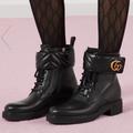 Gucci Shoes | Gucci Gg Boots, Gucci Moto Boots, Ankle Boot With Double G, Gucci Leather Boots | Color: Black/Gold | Size: 36.5