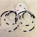 Free People Jewelry | Free People Nwt Triple Hoop Bead Earrings Large Black White | Color: Black/White | Size: Os