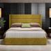 Wade Logan® Bradenburg Lift Up Storage Platform Bed Upholstered/Metal/Polyester in Yellow | 44.5 H x 57.6 W x 79.3 D in | Wayfair