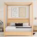 Harriet Bee Hafsteinn Solid Wood Canopy Bed Wood in Gray/Brown | 74.8 H x 62.8 W x 83.9 D in | Wayfair 387E418A4F2F44FCBD0A0D5A09FF796F