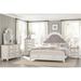 One Allium Way® Elvina Antique-White Fabric Panel Bedroom Set 3&3 Wood in Brown/White | 69 W x 74.5 D in | Wayfair E7232EB3648D4529BB6A87C286C53E7C