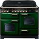Rangemaster Classic Deluxe CDL110ECRG/B 110cm Electric Range Cooker with Ceramic Hob - Racing Green / Brass - A/A Rated, Green