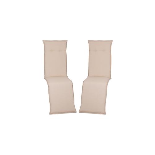 Relaxliegenauflagen Piemont – Polsterauflage mit Halteband & Bindebändern Dessin:Creme Weiß AU01,Größe:2x Relaxliegenauflage