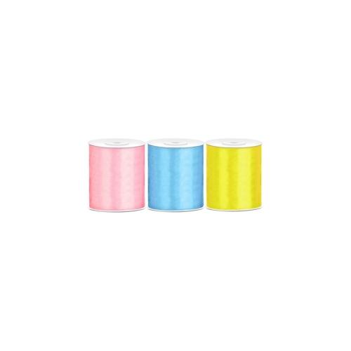 Satin Geschenkband 100mm 3 Farben je 25m lang pastell gelb hellblau rosa Schleifenband Geschenkverpackung Geburtstag Hochzeit Weihnachten 3er Set