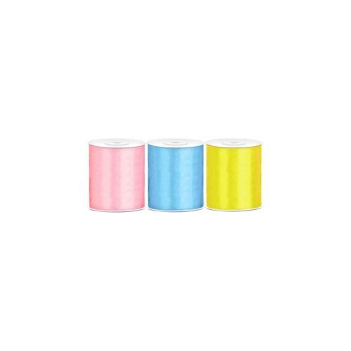 Satin Geschenkband 100mm 3 Farben je 25m lang pastell gelb hellblau rosa Schleifenband Geschenkverpackung Geburtstag Hochzeit Weihnachten 3er Set