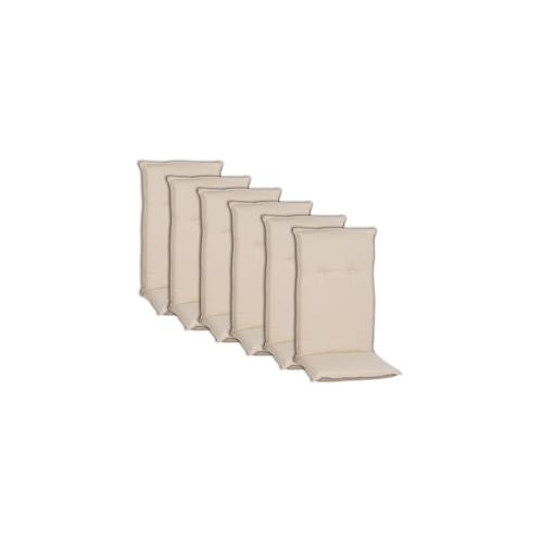 Hochlehnerauflagen Piemont – Polsterauflage mit Halteband & Bindebändern Dessin:Creme Weiß AU01,Größe:6x Hochlehnerauflage