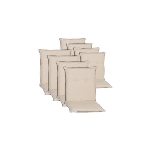 Niedriglehner Auflagen Piemont – Polsterauflage mit Halteband & Bindebändern Dessin:Creme Weiß AU01,Größe:8x Niedriglehnerauflage