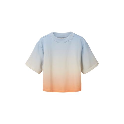 TOM TAILOR DENIM Damen T-Shirt mit Farbverlauf, orange, Farbverlauf / Dip-Dye, Gr. M