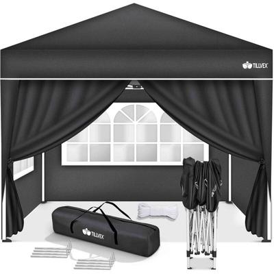 Pavillon 3x3m Anthrazit - mit 4 Seitenteilen wasserdicht Pop-Up Faltpavillon höhenverstellbar Image
