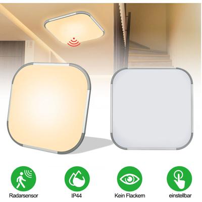 Aufun - 24W Warmweiß led Deckenleuchte mit Bewegungsmelder, Radar Sensor Deckenlampe, IP44, Leuchte Image