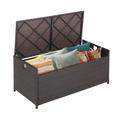 Costway 34 Gallon Patio Storage Bench with Seat Cushion and Zippered Liner