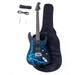 Lightning Style Electric Guitar with Power Cord/Strap/Bag/Plectrums Black & Dark Blue