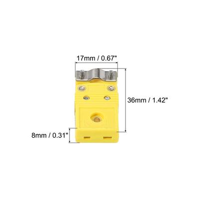 K Type Thermocouple Wire Connectors Female Plug Adapter with Fixing Clamp - Yellow