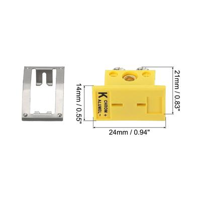 K Type Panel Mount Thermocouple Female Mini Socket 220°C(428°F) Yellow
