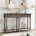 Rectangle Console Table Sofa Table Easy Assembly with Two Storage Drawers & Bottom Shelf for Living Room, Entryway, Hallway