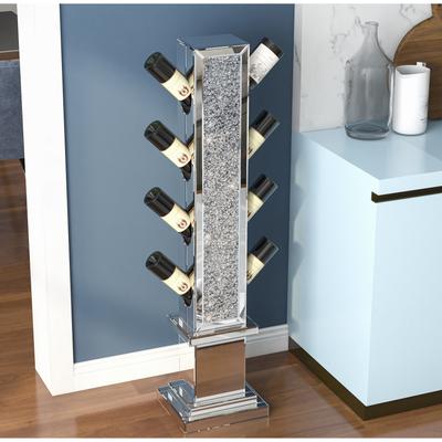 Modern Floor Wine Racks Freestanding, Decorative Home Furniture filled with Crushed Crystals, Hold for 8 Bottles