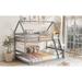 Modern Twin over Full Bunk Pine Bed Frame 79.8" Solid Wood House Bed with Ladder