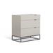 Wood and Metal Dresser with Three Drawers, White and Black