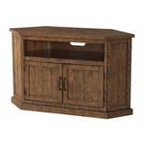 Alexa 50 Inch TV Corner Entertainment Console, Cubby, Cabinet, Brown Stained