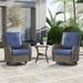 5-piece Outdoor Wicker Swivel Rocking Chair Table with Ottoman