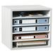 BENTISM Wood Literature Organizer Adjustable File Sorter 5 Compartments Countertop Literature Organizer Paper Storage Holder White