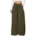 RYRJJ Wide Leg Dress Pants for Women High Waist Pocket Business Work Long Palazzo Pant Pleated Loose Casual Floor Length Trousers(Army Green M)