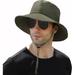 Men s Boonie Hat Summer Sun Hat UV Protection Waterproof for Safari Fishing Cap(56-58cm Green)