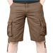 Mens Multi-pockets Cargo Shorts Casual Solid Drawstring Bermuda Work Shorts Golf Gym Pant Cozy-Fit Summer Beach Short(XXL Coffee)