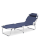 MoNiBloom Portable Folding Bed Reclining Lounger Camping Cot Adjustable 4-Position Lightweight with Pillow and Carry Bag for Sleeping Outdoor Travel Navy Blue
