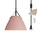 Kiven Plug in Pendant Light Pulley Hanging Light Fixture with Pink Iron Shade and Remote Modern Dimmable Pendant Light with 3 Colors Mode for Bedroom Foyer Hallway Kitchen Island E26 Socket