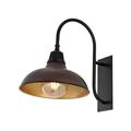 Stanley 12.25 1-Light Farmhouse Industrial Indoor/Outdoor Iron LED Gooseneck Arm Outdoor Sconce Wood Finish/Copper