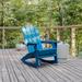 BizChair Adirondack Rocking Chair with Cup Holder Weather Resistant HDPE Adirondack Rocking Chair in Blue