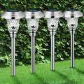 Solar Pathway Lights 4 Pack Outdoor Solar Garden Lawn Lights Waterproof Glass Stainless Steel Auto-on/off Solar Landscape Lights for Lawn Patio Yard Garden Pathway Driveway