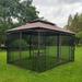 13 x 10 Patio Gazebo Outdoor Gazebo Canopy Shelter with Ventilated Double Roof and Mosquito Net Detachable Mesh Screen for Garden Lawn Backyard and Deck Brown