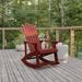 BizChair Poly Resin Wood Adirondack Rocking Chair - All Weather Red Polystyrene - Stainless Steel Hardware