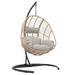 Wicker Swing Egg Shaped Chair Patio Haning Chair with Cozy Cushion for Garden Outdoor Indoor Natural