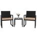 3 Piece Patio Bistro Sets Outdoor Rattan Chairs & Black Wicker Furniture Conversation Set Brown