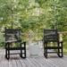 BizChair Set of 2 Contemporary Rocking Chairs All-Weather HDPE Indoor/Outdoor Rockers in Black