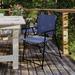 BizChair Set of 4 Folding Patio Sling Chairs Outdoor Textilene Lawn Chairs with Armrests in Navy