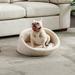 Pefilos 21 Dog Sofa Bed with E1 Solid Wood Frame and Memory Foam Pet Cat Bed with Cashmere Cover for Indoor Beige