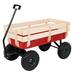 GoDecor Easy Assembly Garden Cart Garden Wagon Wood Wagon ALL Terrain Pulling Red