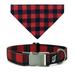 Ultra Joys Bandana Dog Collars - Dog Bandana and Collar with Comfortable Cotton Fabric & Metal Buckle in Buffalo Check Design - Small Size Dog Fancy Collar with Bandana