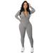 Women s Jumpsuits Rompers & Overalls Zipper V Neck Long Sleeve Bodysuit Catsuit Sport Jumpsuits for Women