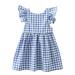 dmqupv Roses And Dress Toddler Girls Summer Fly Sleeve Lattice Prints Bow Tie Backless Princess Dress Kids Easter Dresses Blue 4-5 Years