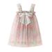 Baby Deals!Toddler Girl Clothes Clearance Toddler Girls Casual Dresses Kids Dresses Clearance Toddler Kids Baby Girls Cute Summer Mesh Solid Color Print Bow Suspenders Dress Skirt