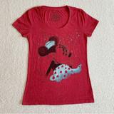 Disney Tops | Disney Minnie Mouse Sparkle Red T-Shirt Sz M Short Sleeve Scoop Neck Fitted Tee | Color: Blue/Red | Size: M