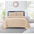 OZMIC Quilted Bedspreads Double Size - Super Soft 3 Piece Velvet Bed Spread Double Bed - Luxury Bedspread with Pillowcases Embossed Beige Bedspread Sofa Bed Throw Bedding sets