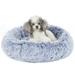 Bedfolks Calming Donut Dog Cat Cuddler Bed 23 Round Plush Pet Bed for Small Dogs & Cats Navy Blue