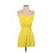 Victoria's Secret Casual Dress - Mini V Neck Sleeveless: Yellow Print Dresses - Women's Size X-Small