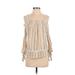 LC Lauren Conrad Casual Dress - Mini Square Long sleeves: Tan Print Dresses - Women's Size Small